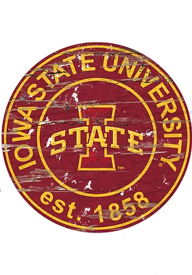 Iowa State Cyclones Established Date Circle 24 Inch Sign - Red
