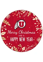 Utah Utes Merry Christmas and New Year Circle Sign - Red