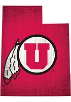 Utah Utes State Cutout Sign - Red