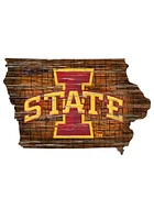 Iowa State Cyclones Distressed State 24 Inch Sign - Brown