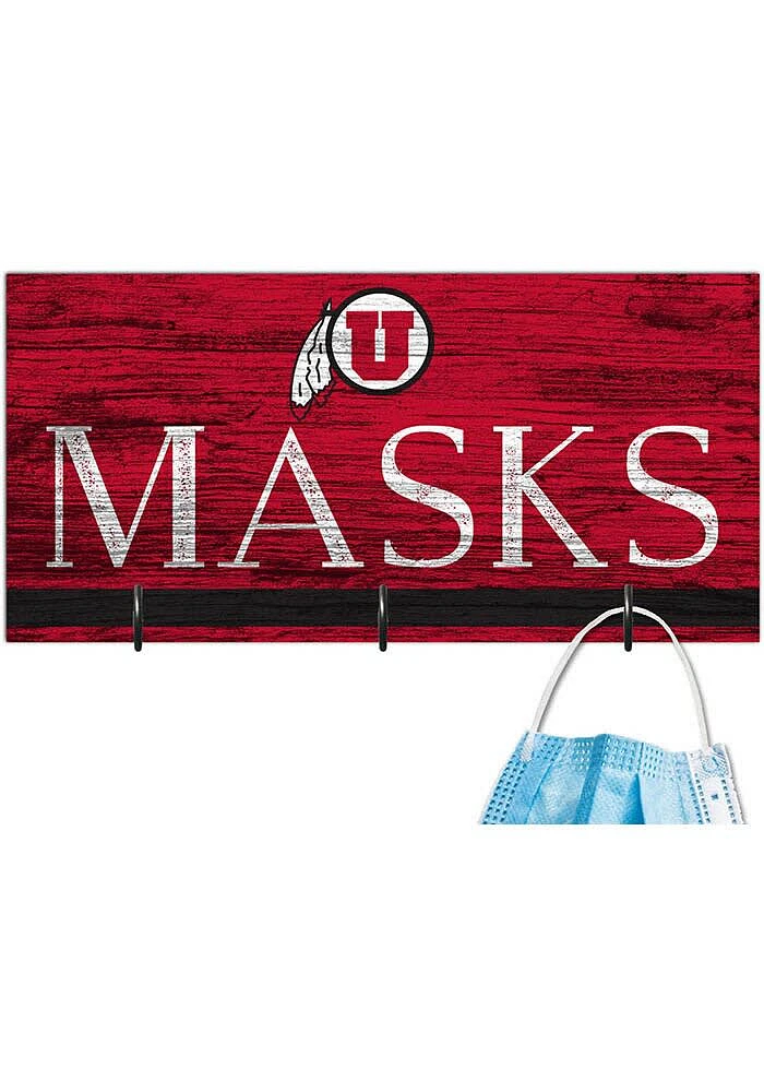 Utah Utes Team Color Mask Holder Sign - Red