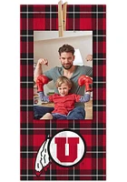 Utah Utes Plaid Clothespin Sign - Red
