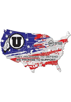 Utah Utes OHT USA Shape Cutout Sign - Red