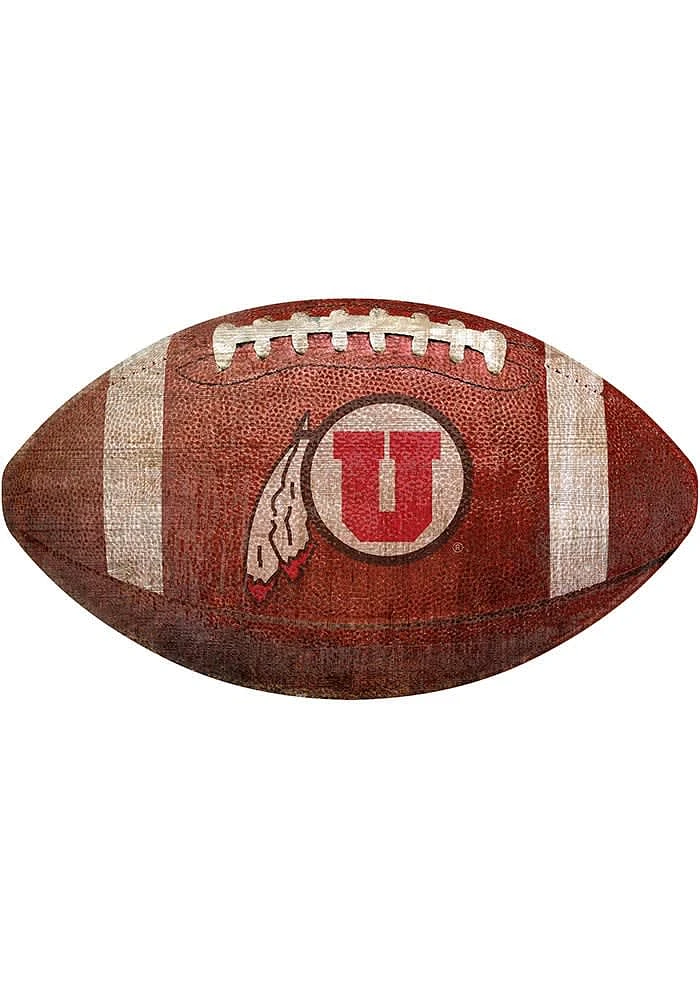 Utah Utes Baseball Shaped Sign - Red