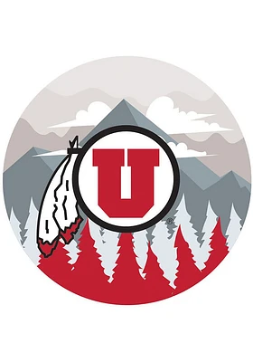 Utah Utes Landscape Circle Sign - Red