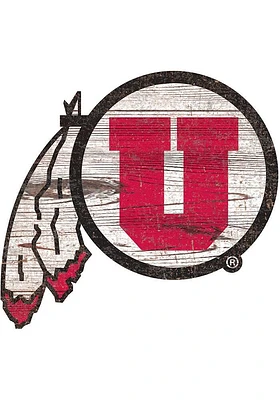 Utah Utes Team Logo 8 Inch Cutout Sign - Red