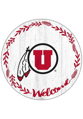 Utah Utes Welcome Circle Sign - Red