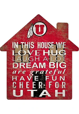 Utah Utes 12 inch House Sign - Red