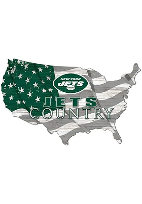 New York Jets USA Shape Flag Cutout Sign - Green