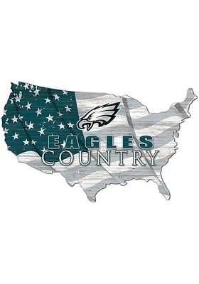 Philadelphia Eagles USA Shape Flag Cutout Sign - Green