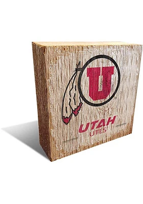 Utah Utes Logo Block Sign - Red