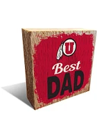 Utah Utes Best Dad Block Sign - Red