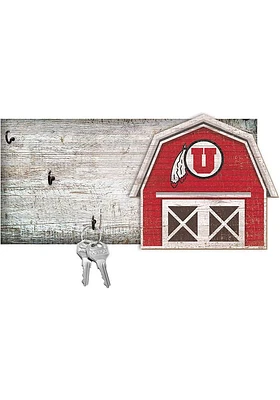 Utah Utes Team Barn Key Holder Sign - Red