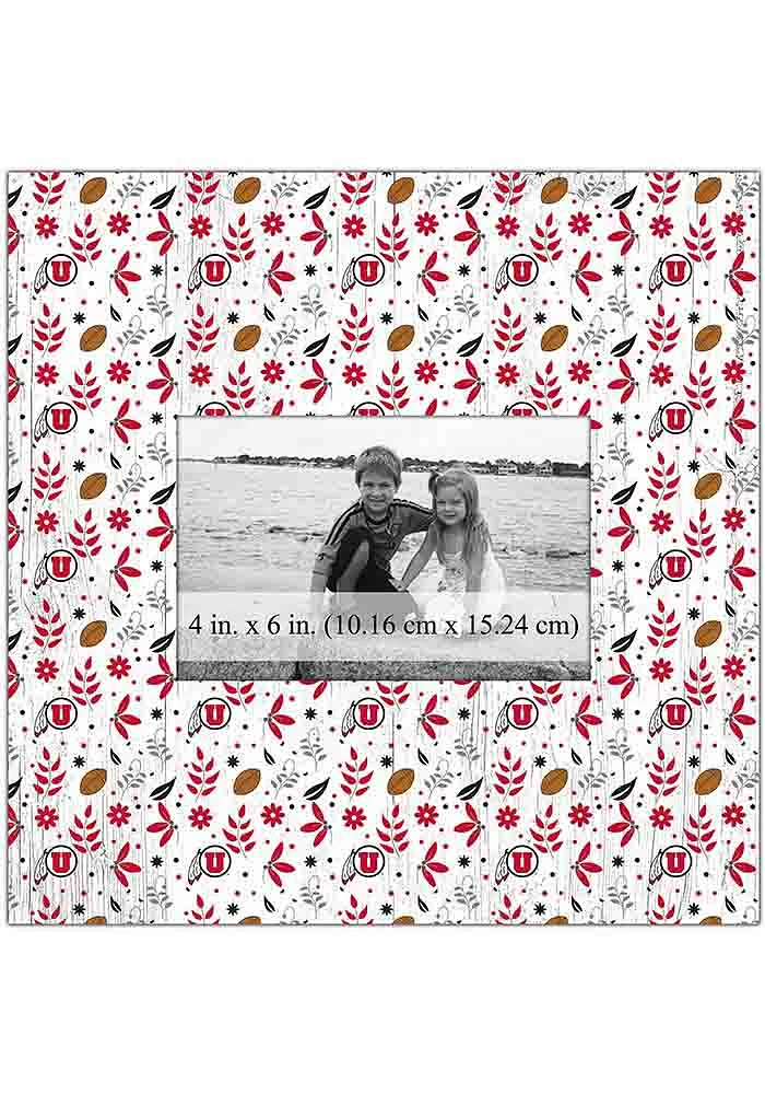 Utah Utes Floral Pattern Picture Frame - Red