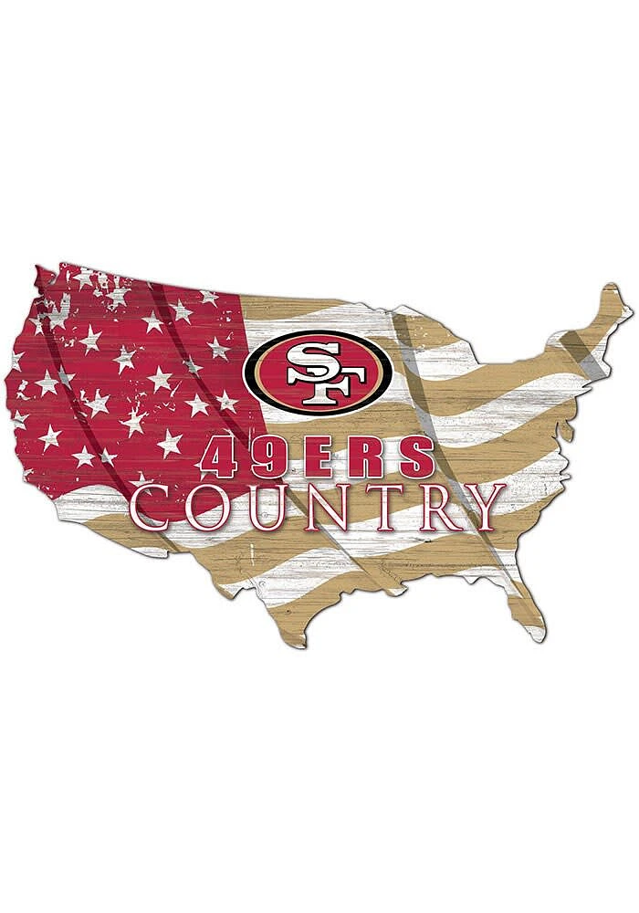 San Francisco 49ers USA Shape Flag Cutout Sign - Red