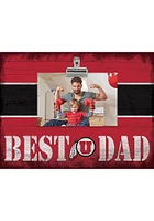 Utah Utes Best Dad Striped Clip Picture Frame - Red