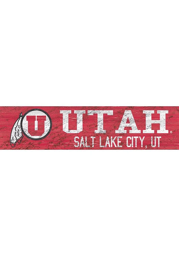 Utah Utes 6x24 Sign - Red