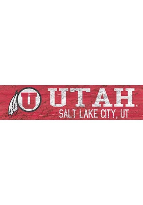 Utah Utes 6x24 Sign - Red