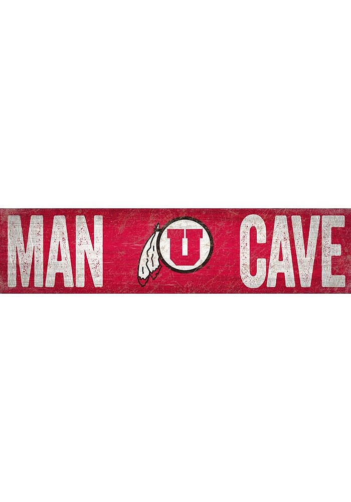 Utah Utes Man Cave 6x24 Sign - Red