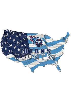 Tennessee Titans USA Shape Flag Cutout Sign - Navy Blue