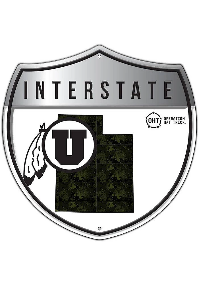 Utah Utes 24in OHT Camo Interstate Sign - Red