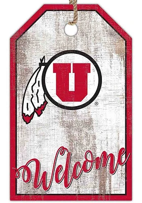 Utah Utes Welcome Team Tag Sign - Red