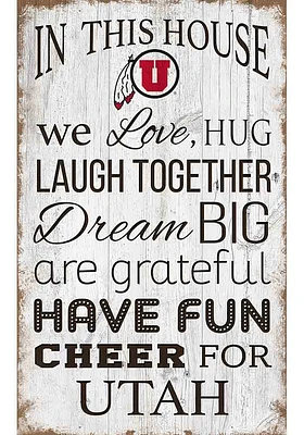 Utah Utes In This House 11x19 Sign - Red