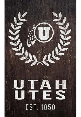 Utah Utes Laurel Wreath Sign - Red