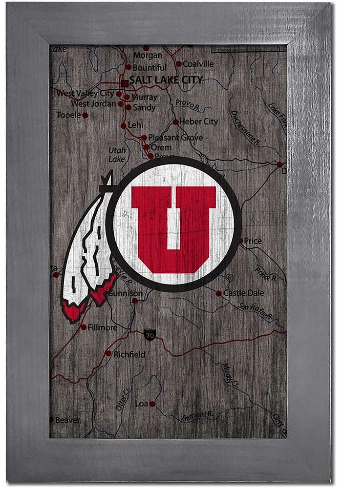 Utah Utes City Map Sign - Red