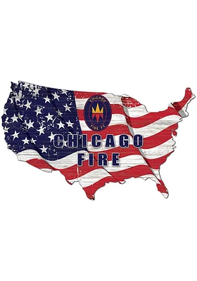 Chicago Fire USA Shape Flag Cutout Sign - Blue