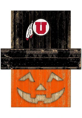 Utah Utes Pumpkin Head Sign - Red