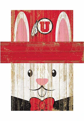 Utah Utes Easter Bunny Head Sign - Red