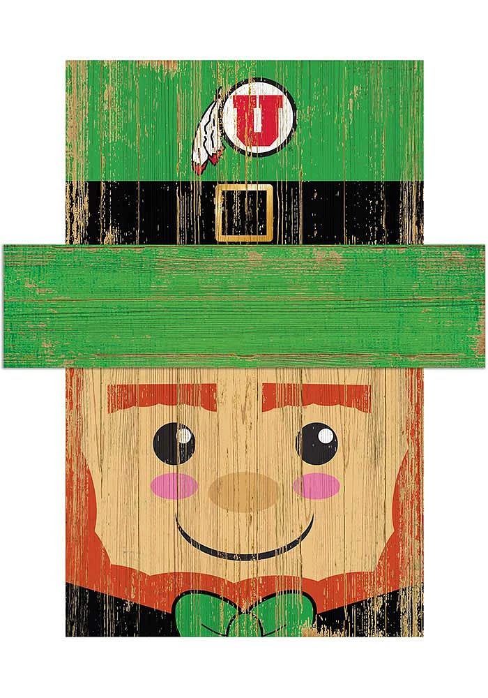 Utah Utes Leprechaun Head Sign - Red