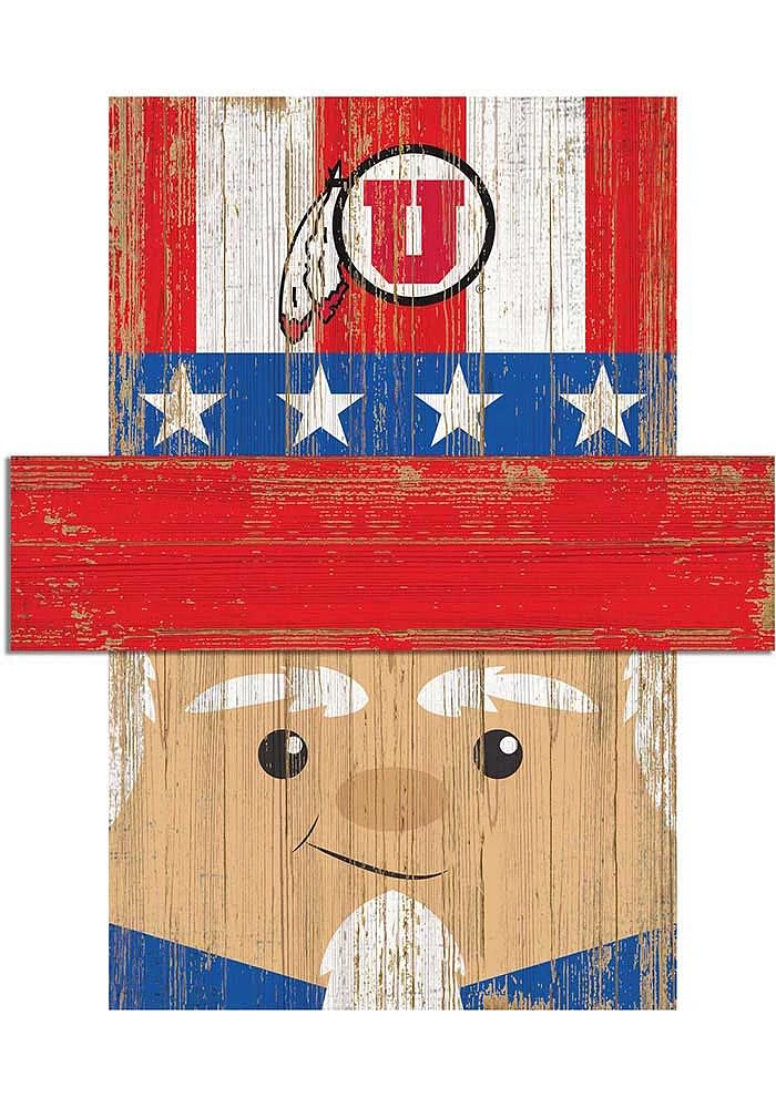 Utah Utes Patriotic Head Sign - Red