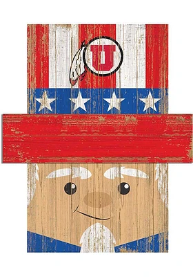 Utah Utes Patriotic Head Sign - Red