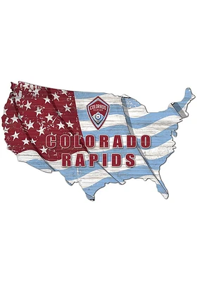 Colorado Rapids USA Shape Flag Cutout Sign - Red