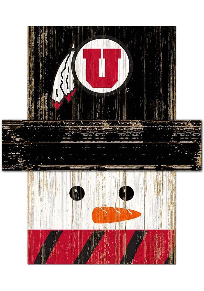 Utah Utes Snowman Head Sign - Red