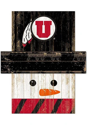 Utah Utes Snowman Head Sign - Red