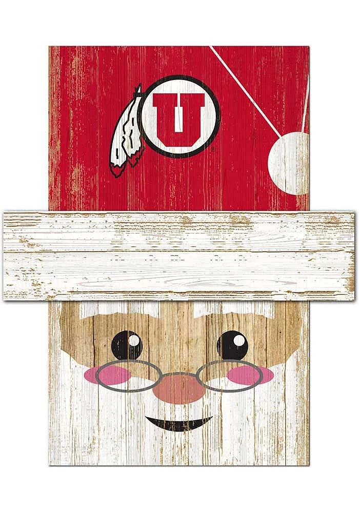 Utah Utes Santa Head Sign - Red