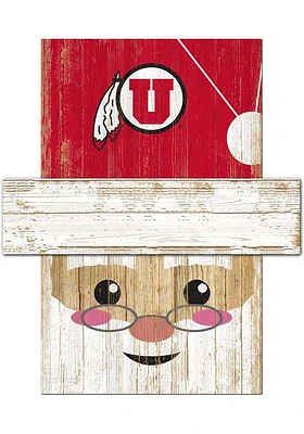 Utah Utes Santa Head Sign - Red