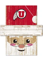 Utah Utes Santa Head Sign - Red