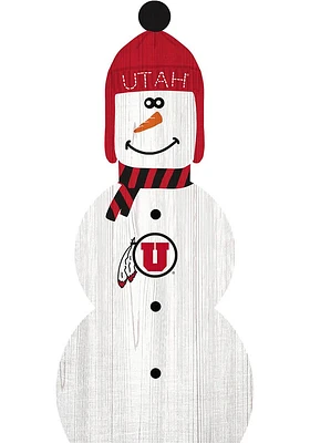 Utah Utes Snowman Leaner Sign - Red