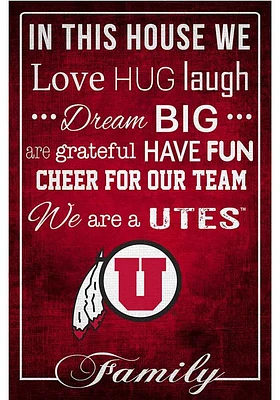Utah Utes In This House 17x26 Sign - Red
