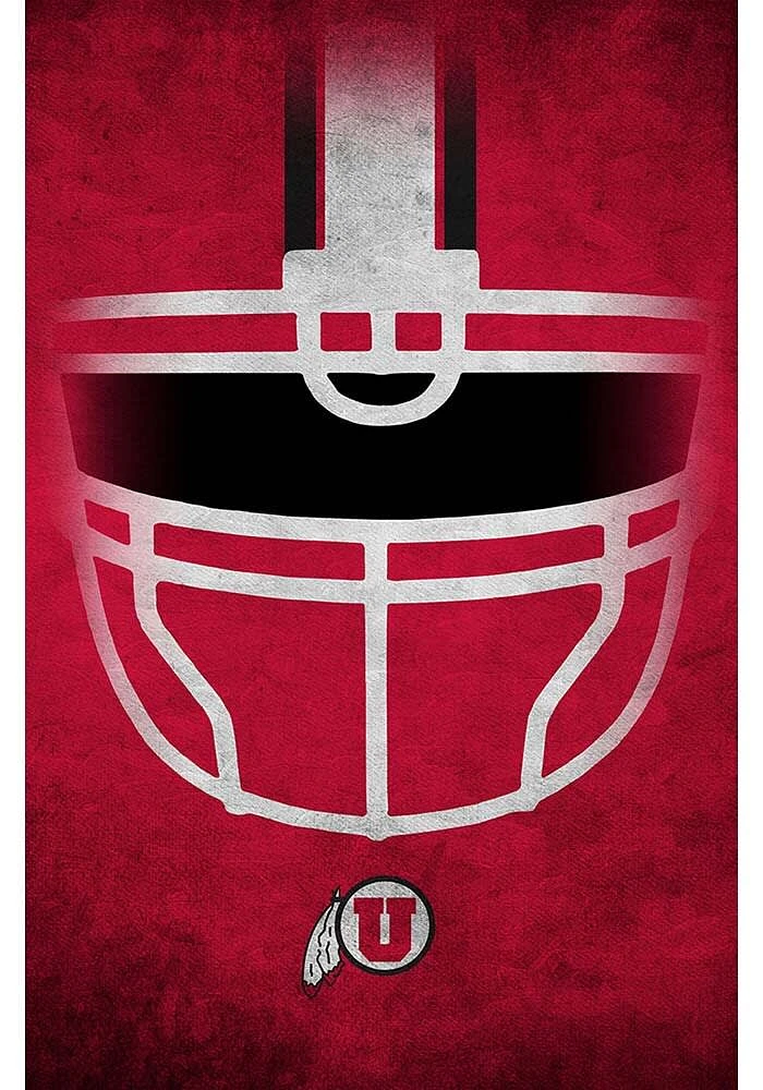 Utah Utes Ghost Helmet 17x26 Sign - Red