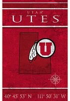 Utah Utes Coordinates 17x26 Sign - Red