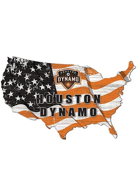 Houston Dynamo USA Shape Flag Cutout Sign - Orange