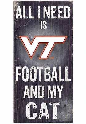 Virginia Tech Hokies Football and My Cat Sign - Maroon