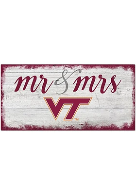 Virginia Tech Hokies Script Mr and Mrs Sign - Maroon