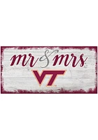 Virginia Tech Hokies Script Mr and Mrs Sign - Maroon