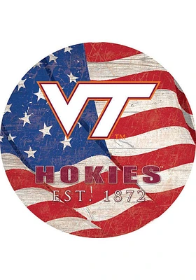 Virginia Tech Hokies 24in Flag Circle Sign - Maroon